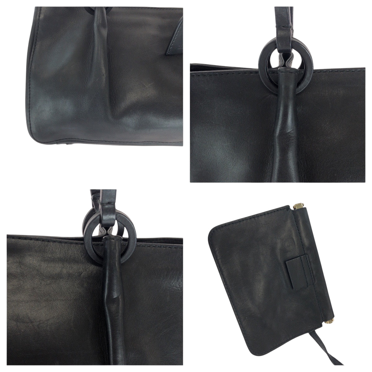 16871
GUCCI グッチ ブラック 黒 ゴールド金具 レザー 94898 トートバッグ ハンドバッグ  レディース AB21