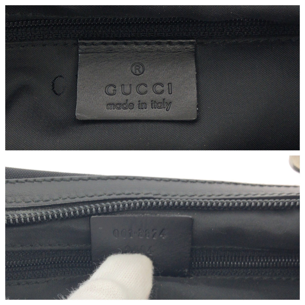 16872
GUCCI グッチ ブラック 黒 シルバー金具 ナイロン 001 3374 チェーンショルダーバッグ  レディース ABP29