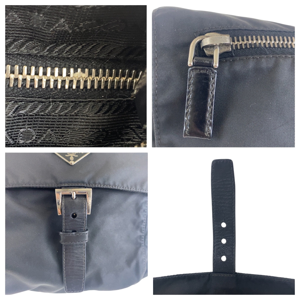 16879
PRADA プラダ テスート 三角ロゴプレート ブラック 黒 シルバー金具 ナイロン 斜め掛け ショルダーバッグ 男女兼用  メンズ AB40