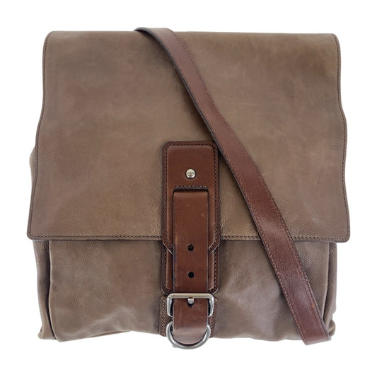 16880
PRADA プラダ ブラウン シルバー金具 レザー 斜め掛け ショルダーバッグ 男女兼用  メンズ AB39