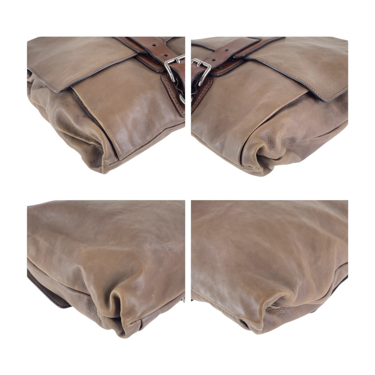 16880
PRADA プラダ ブラウン シルバー金具 レザー 斜め掛け ショルダーバッグ 男女兼用  メンズ AB39