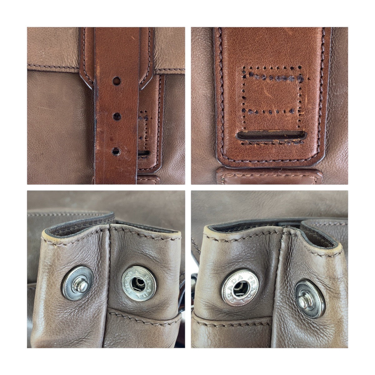 16880
PRADA プラダ ブラウン シルバー金具 レザー 斜め掛け ショルダーバッグ 男女兼用  メンズ AB39