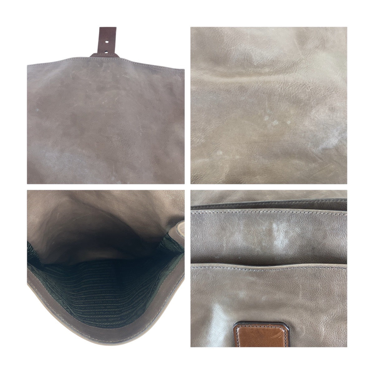 16880
PRADA プラダ ブラウン シルバー金具 レザー 斜め掛け ショルダーバッグ 男女兼用  メンズ AB39