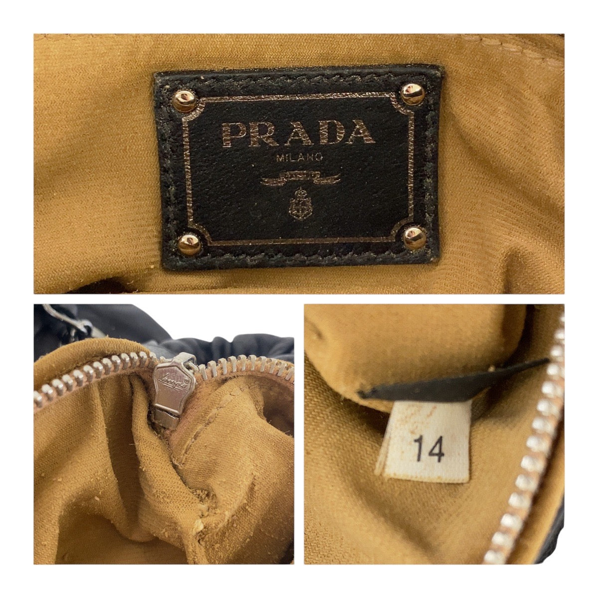 16887
PRADA プラダ ブラック 黒 シルバー金具 レザー 斜め掛け チェーン ショルダーバッグ ギャザー  レディース AB45