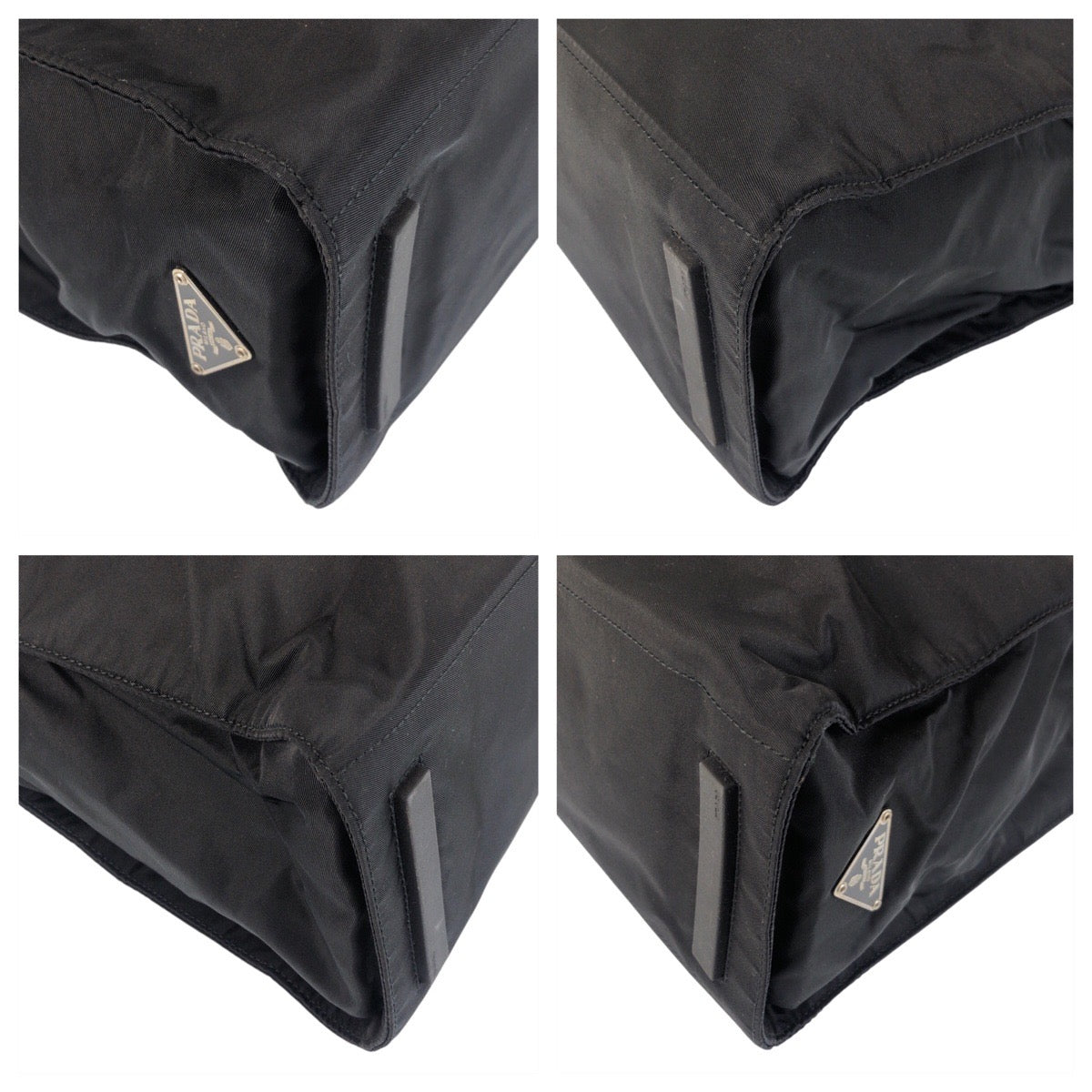 16888
PRADA プラダ テスート 三角ロゴプレート ブラック 黒 シルバー金具 ナイロン / レザー トートバッグ ショルダーバッグ  レディース ABP38