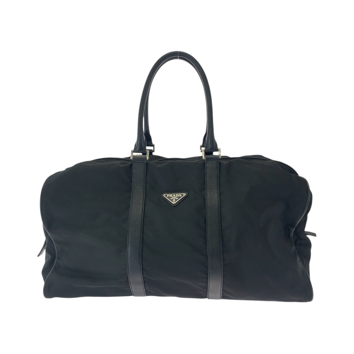 16891
PRADA プラダ テスート 三角ロゴプレート 男女兼用 ブラック 黒 シルバー金具 ナイロン ボストンバッグ ハンドバッグ  レディース ABP45