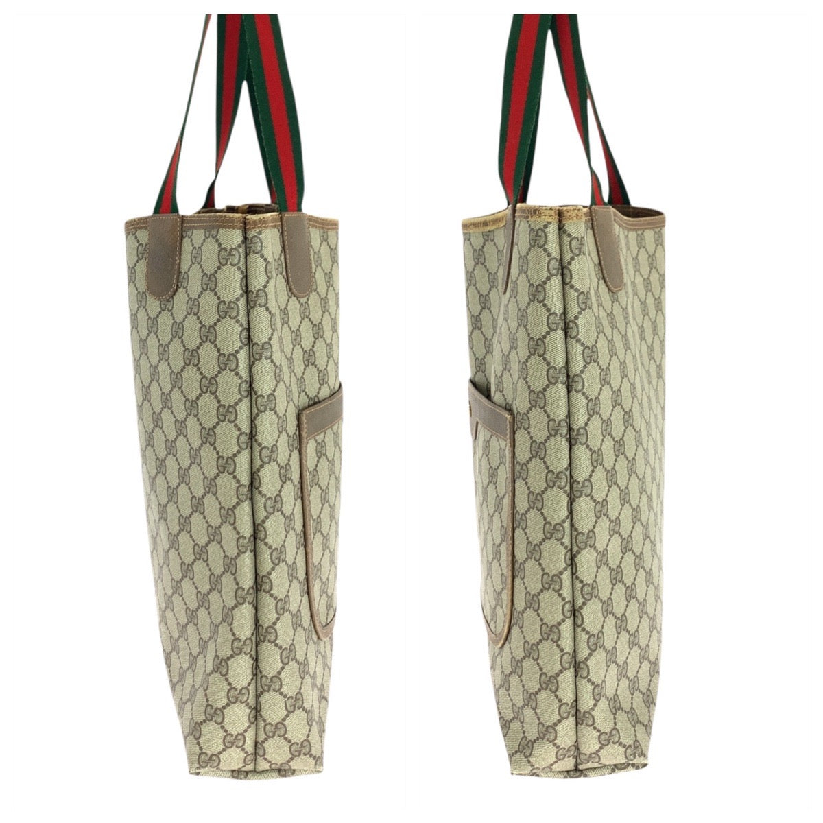 16892
GUCCI グッチ ヴィンテージ オールドグッチ シェリーライン インターロッキング ブラウン茶 ゴールド金具 GGスプリームキャンバス / レザー 62503 トートバッグ ショルダーバッグ  レディース