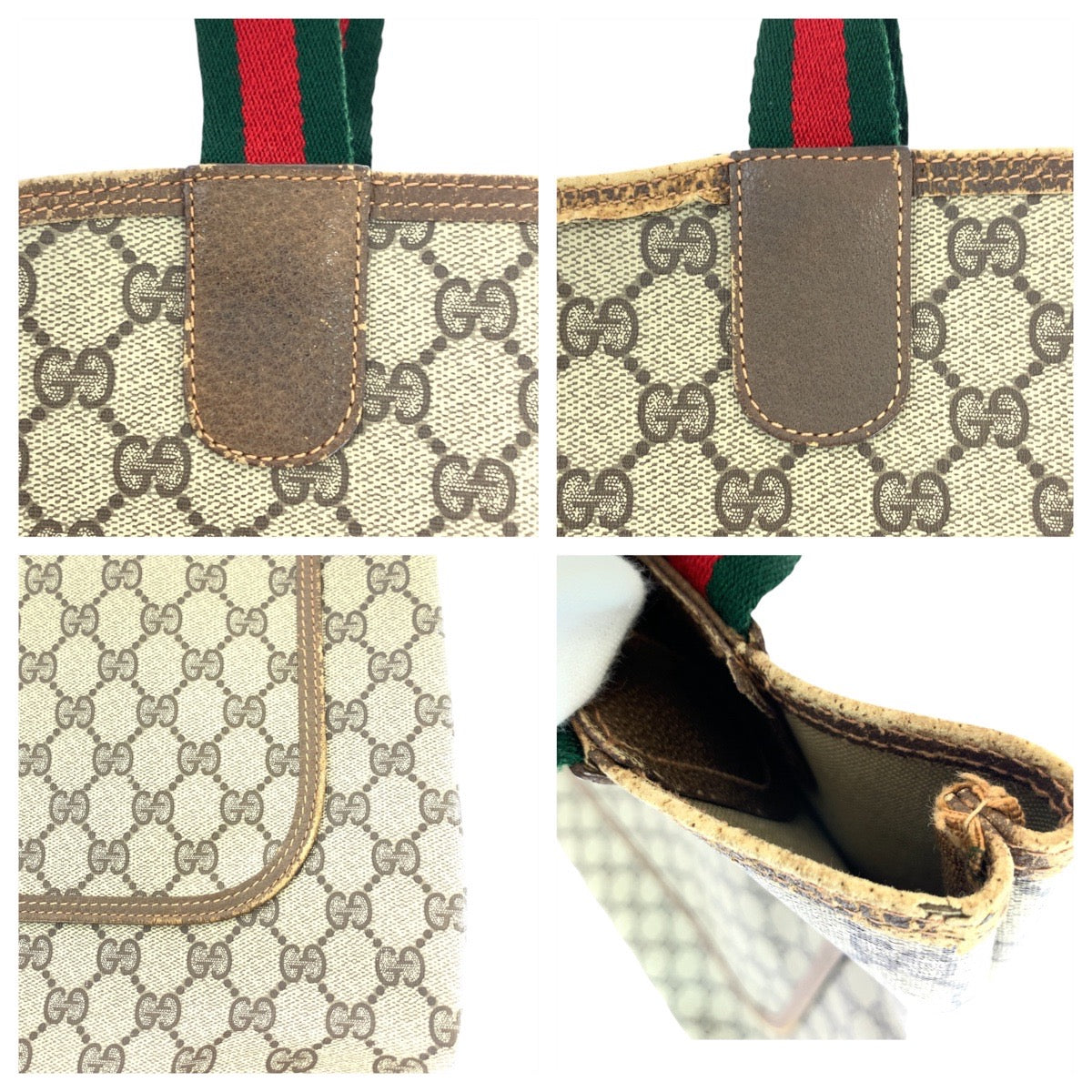 16892
GUCCI グッチ ヴィンテージ オールドグッチ シェリーライン インターロッキング ブラウン茶 ゴールド金具 GGスプリームキャンバス / レザー 62503 トートバッグ ショルダーバッグ  レディース