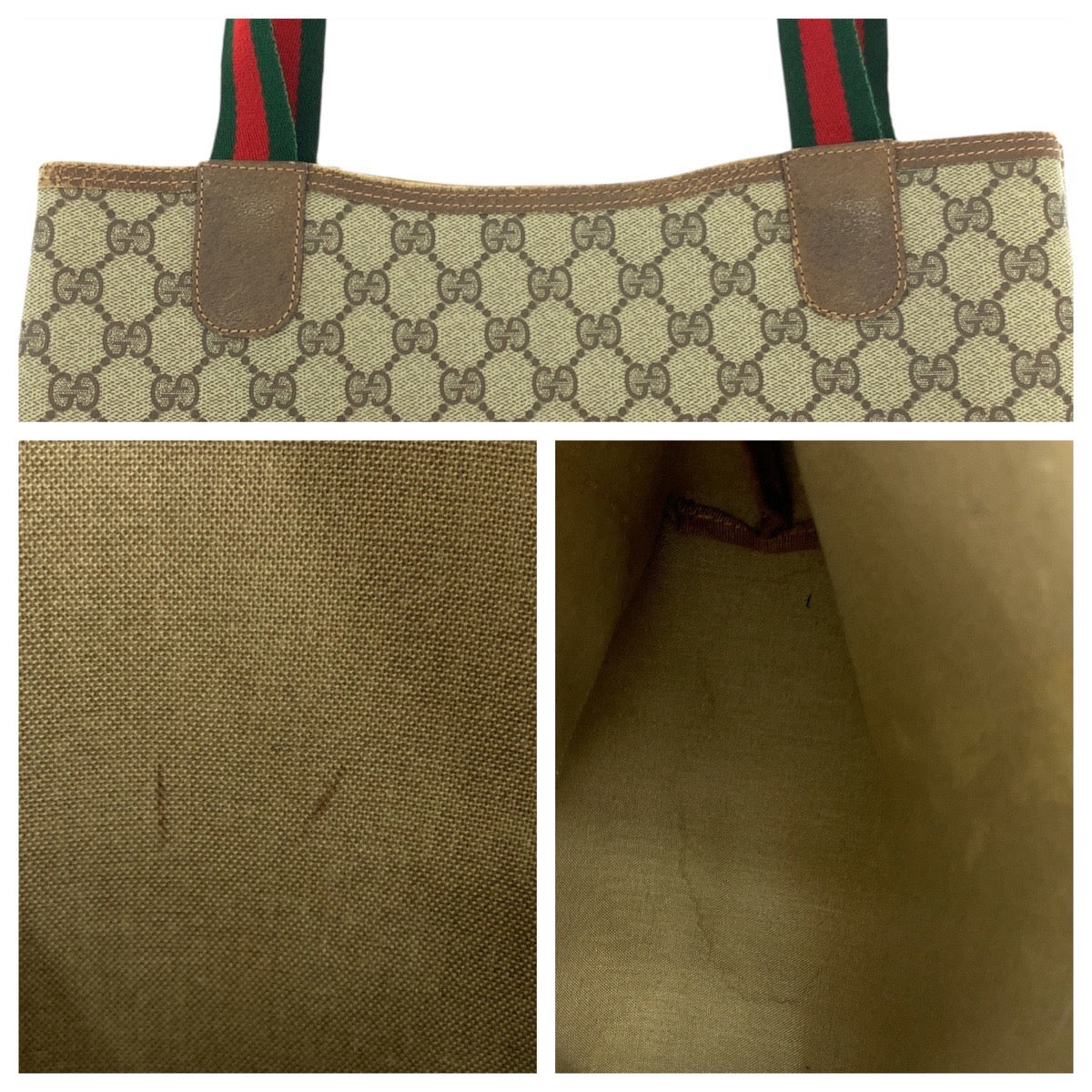 16892
GUCCI グッチ ヴィンテージ オールドグッチ シェリーライン インターロッキング ブラウン茶 ゴールド金具 GGスプリームキャンバス / レザー 62503 トートバッグ ショルダーバッグ  レディース