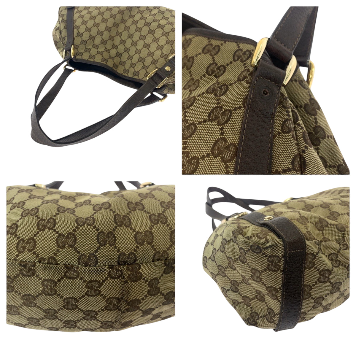 16894
GUCCI グッチ ブラウン ゴールド金具 GGキャンバス 130736 トートバッグ ショルダーバッグ  レディース