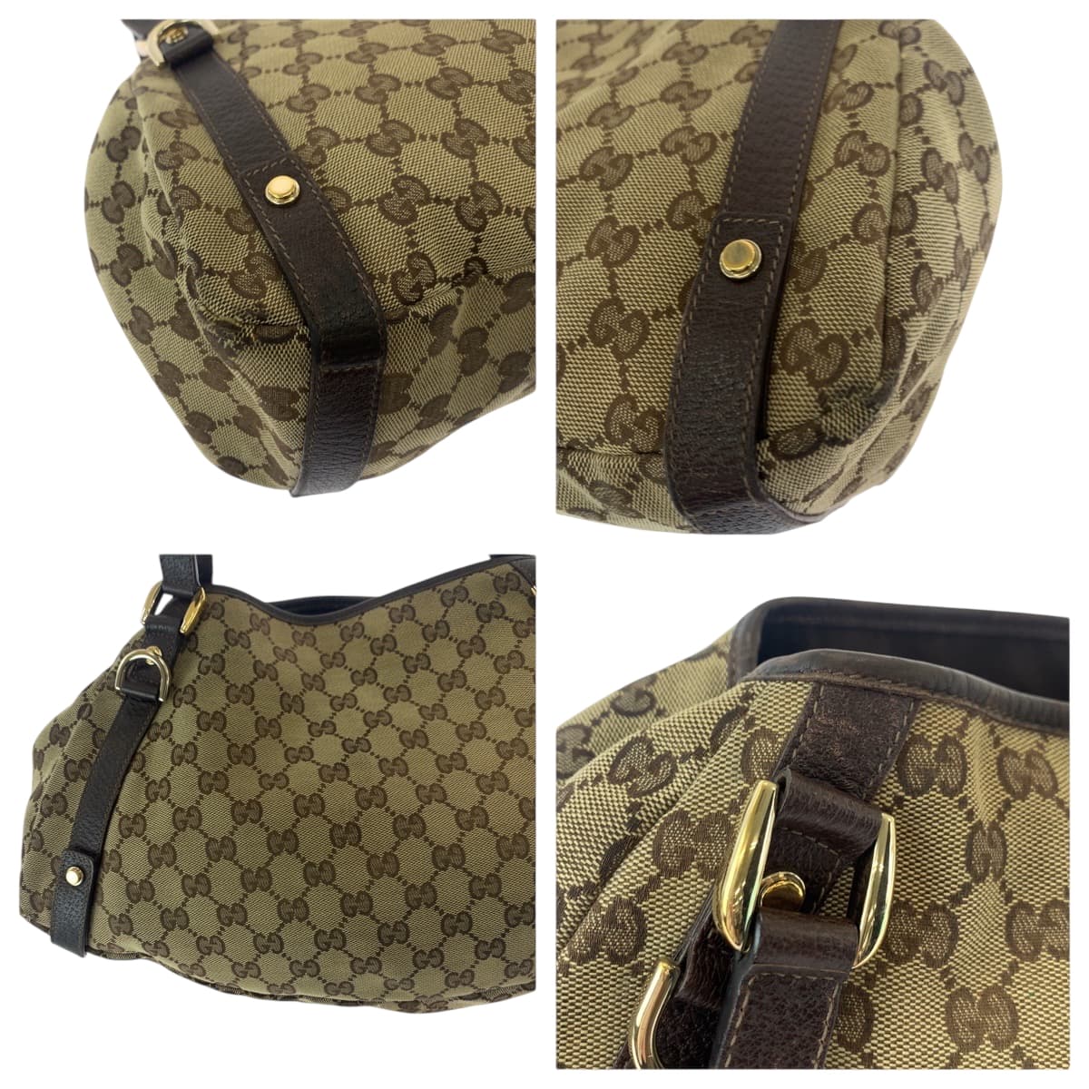 16894
GUCCI グッチ ブラウン ゴールド金具 GGキャンバス 130736 トートバッグ ショルダーバッグ  レディース