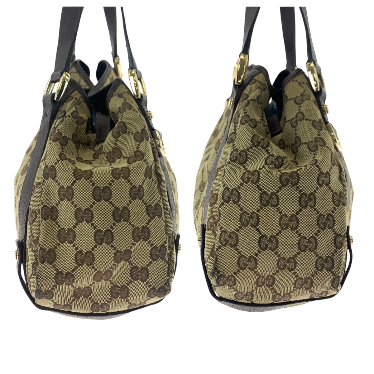 16894
GUCCI グッチ ブラウン ゴールド金具 GGキャンバス 130736 トートバッグ ショルダーバッグ  レディース