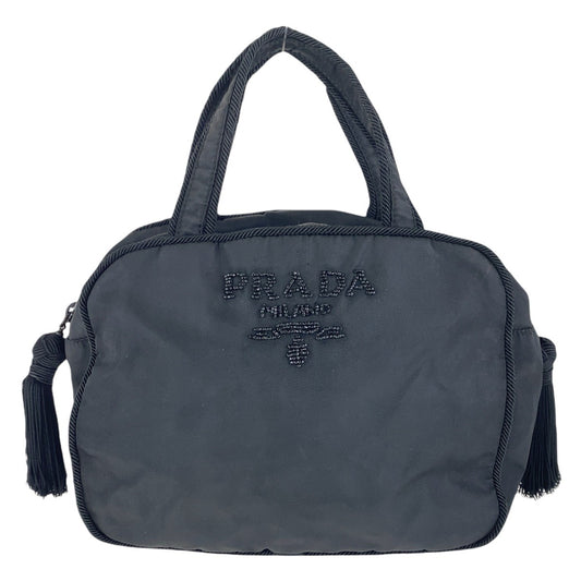 16898
PRADA プラダ ヴィンテージ テスート タッセル ブラック 黒 シルバー金具 ナイロン / ビーズ ハンドバッグ トートバッグ  レディース AB39