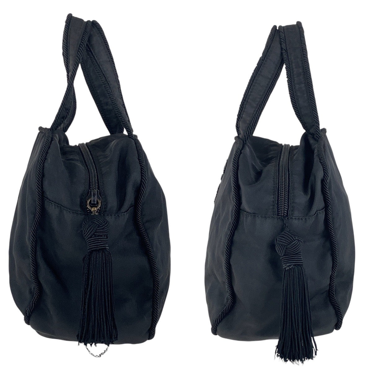 16898
PRADA プラダ ヴィンテージ テスート タッセル ブラック 黒 シルバー金具 ナイロン / ビーズ ハンドバッグ トートバッグ  レディース AB39