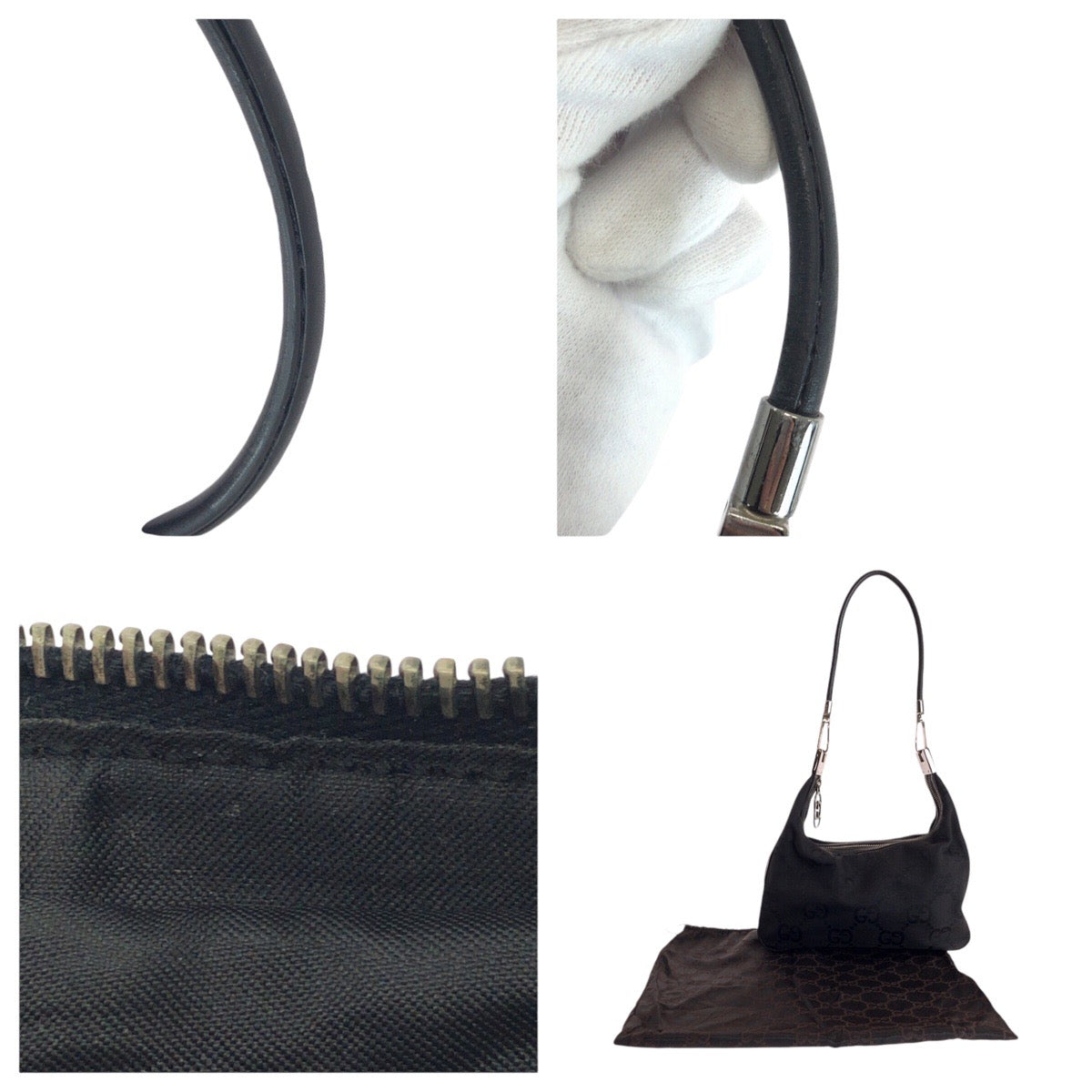 16899
GUCCI グッチ ジャンボGG ブラック 黒 シルバー金具 キャンバス / レザー 001 3821 ショルダーバッグ ホーボー  レディース AB36