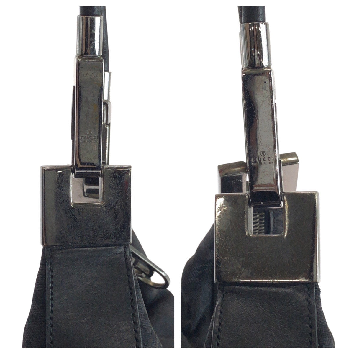 16899
GUCCI グッチ ジャンボGG ブラック 黒 シルバー金具 キャンバス / レザー 001 3821 ショルダーバッグ ホーボー  レディース AB36