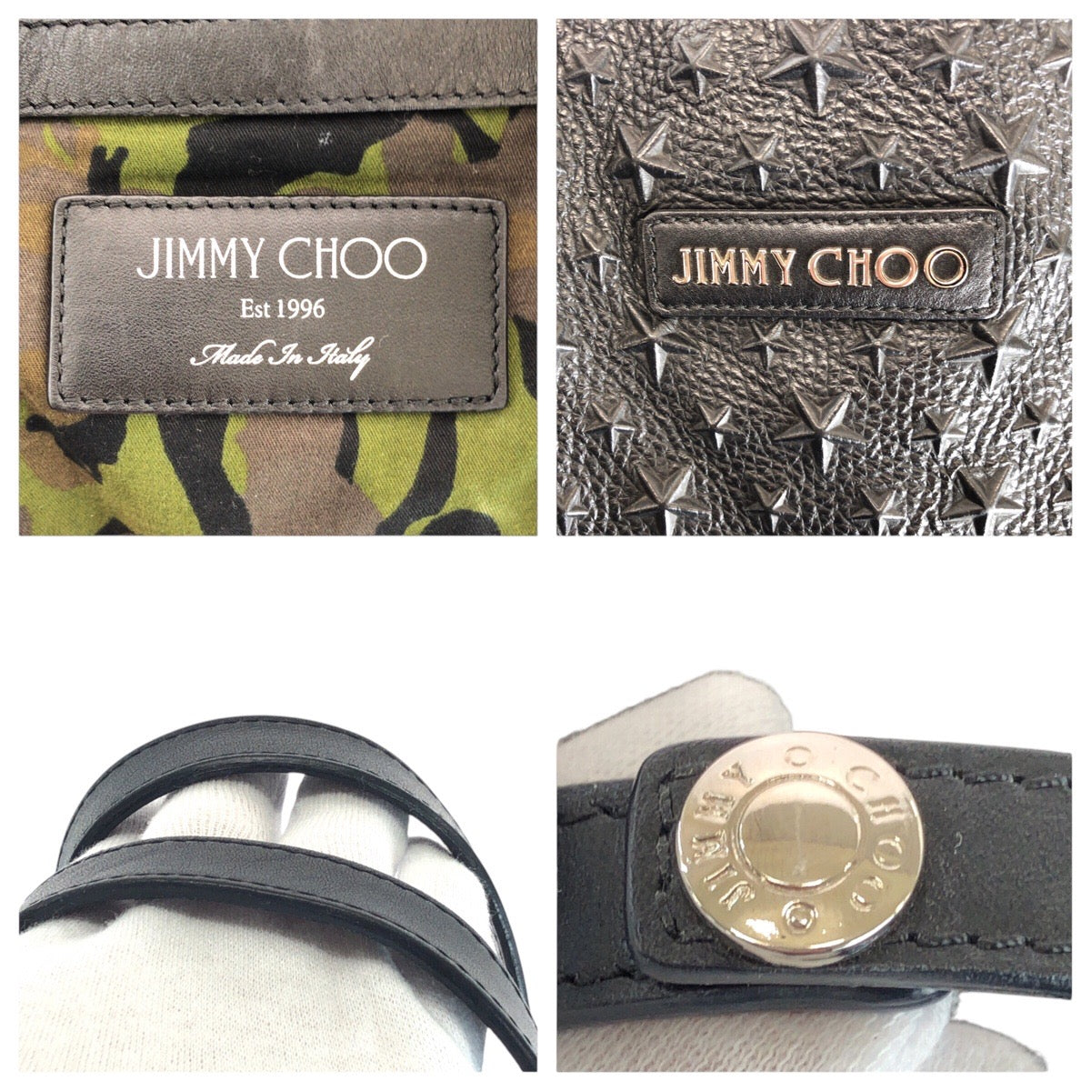 16901
JIMMY CHOO ジミーチュウ スターエンボス ソフィア ブラック 黒 シルバー金具 レザー トートバッグ ショルダーバッグ  メンズ