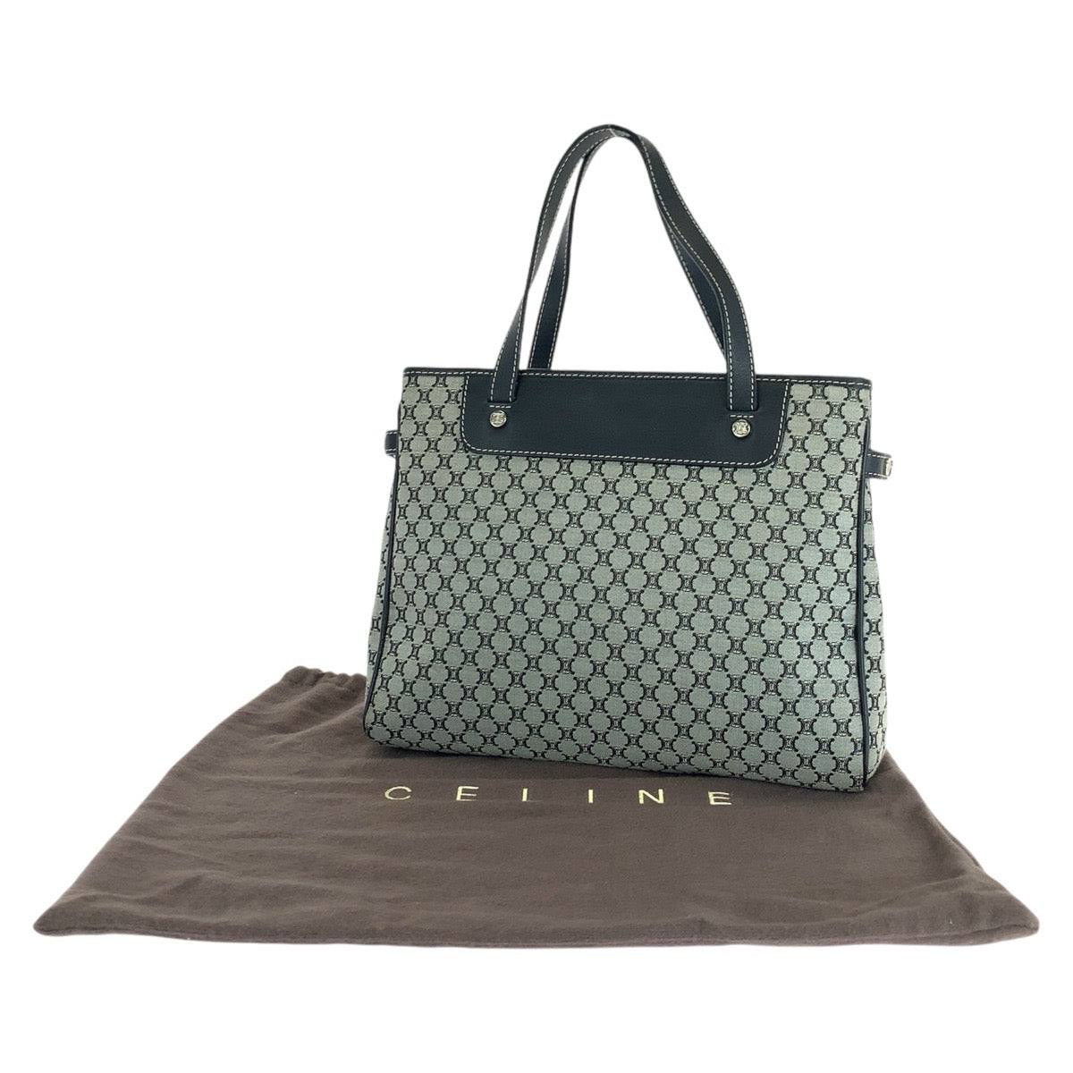 16903
CELINE セリーヌ マカダム グレー ブラック シルバー金具 キャンバス / レザー CE00/24 トートバッグ ハンドバッグ  レディース A39