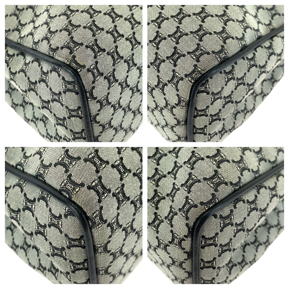 16903
CELINE セリーヌ マカダム グレー ブラック シルバー金具 キャンバス / レザー CE00/24 トートバッグ ハンドバッグ  レディース A39