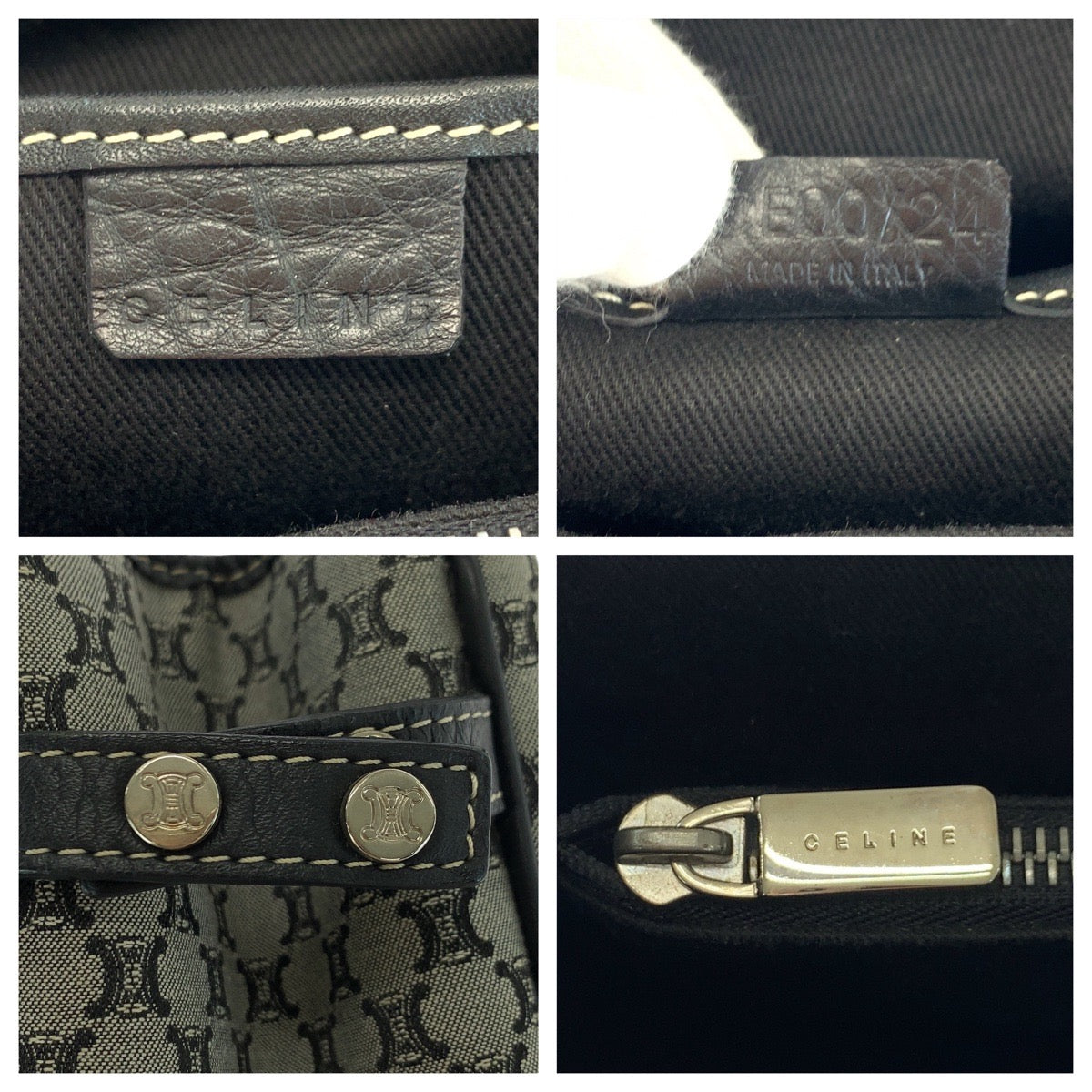 16903
CELINE セリーヌ マカダム グレー ブラック シルバー金具 キャンバス / レザー CE00/24 トートバッグ ハンドバッグ  レディース A39