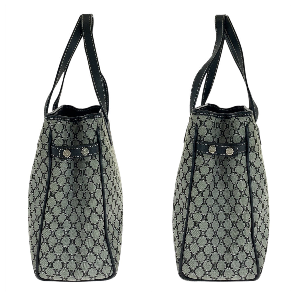 16903
CELINE セリーヌ マカダム グレー ブラック シルバー金具 キャンバス / レザー CE00/24 トートバッグ ハンドバッグ  レディース A39