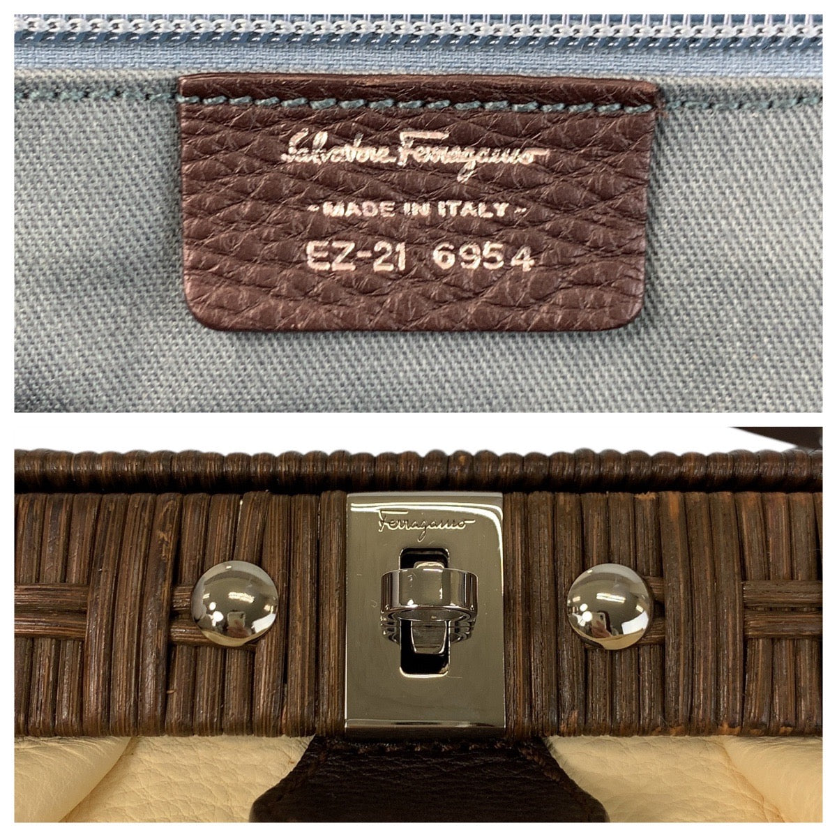 16905
Salvatore Ferragamo サルヴァトーレフェラガモ ベージュ アイボリー シルバー金具 レザー EZ-21 6954 ショルダーバッグ  レディース AB35