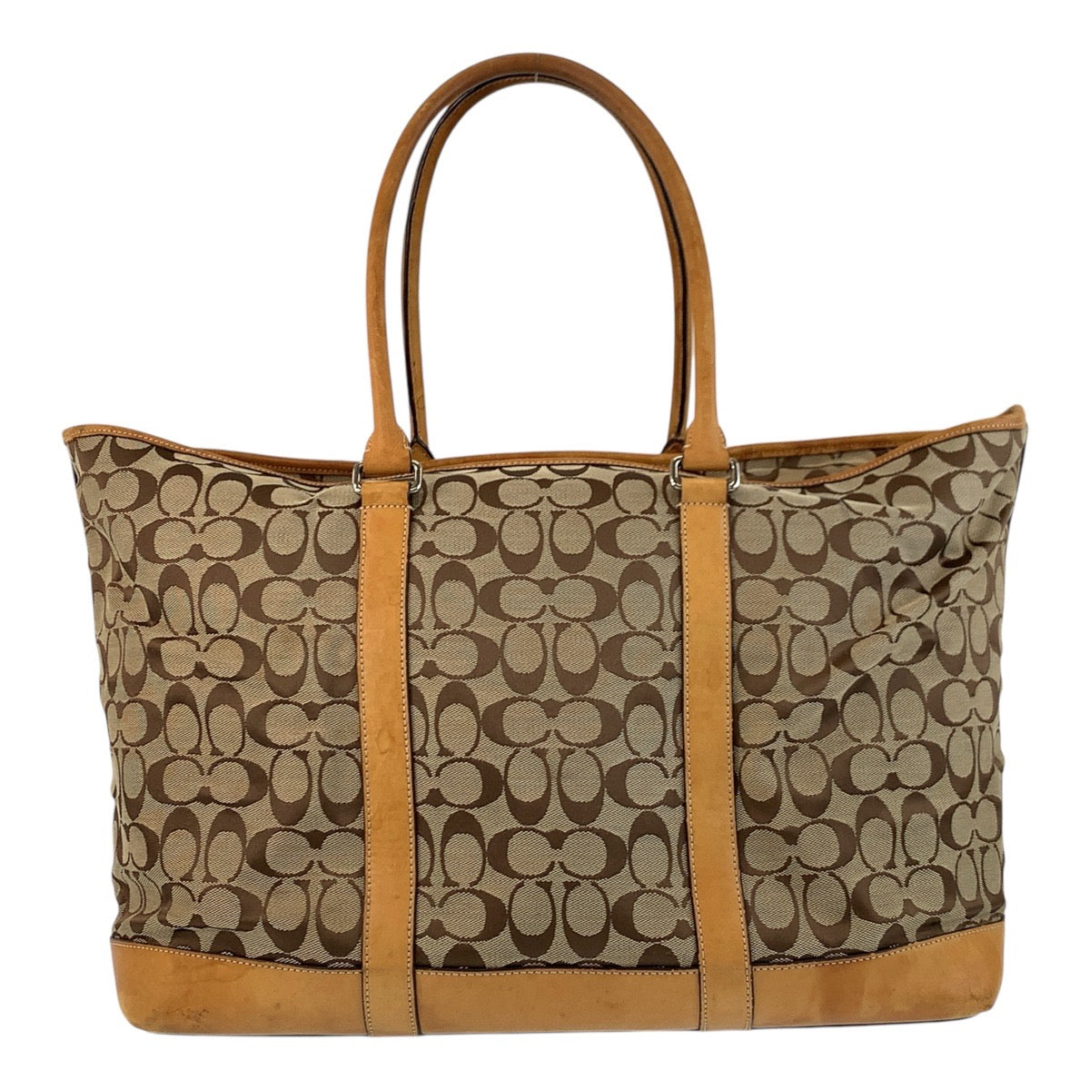 16908
COACH コーチ シグネチャー ベージュ キャメル シルバー金具 キャンバス / レザー 4271 トートバッグ ショルダーバッグ  レディース