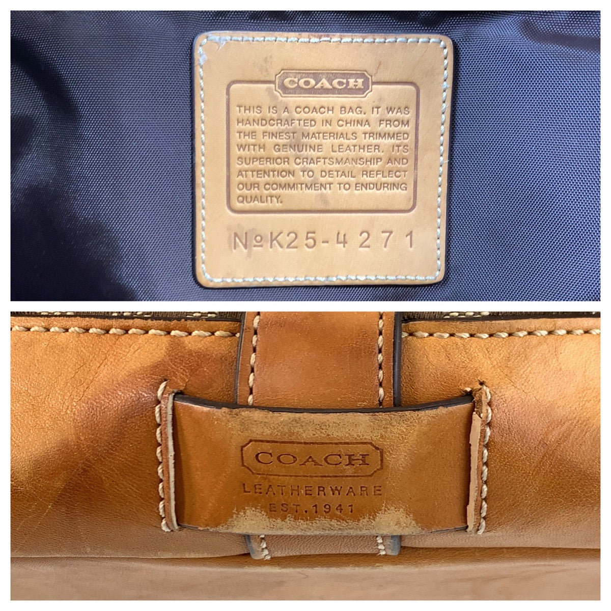 16908
COACH コーチ シグネチャー ベージュ キャメル シルバー金具 キャンバス / レザー 4271 トートバッグ ショルダーバッグ  レディース