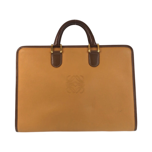 16909
LOEWE ロエベ ヴィンテージ アナグラム キャメル ブラウン ゴールド金具 レザー ビジネスバッグ ブリーフケース  メンズ ABP48