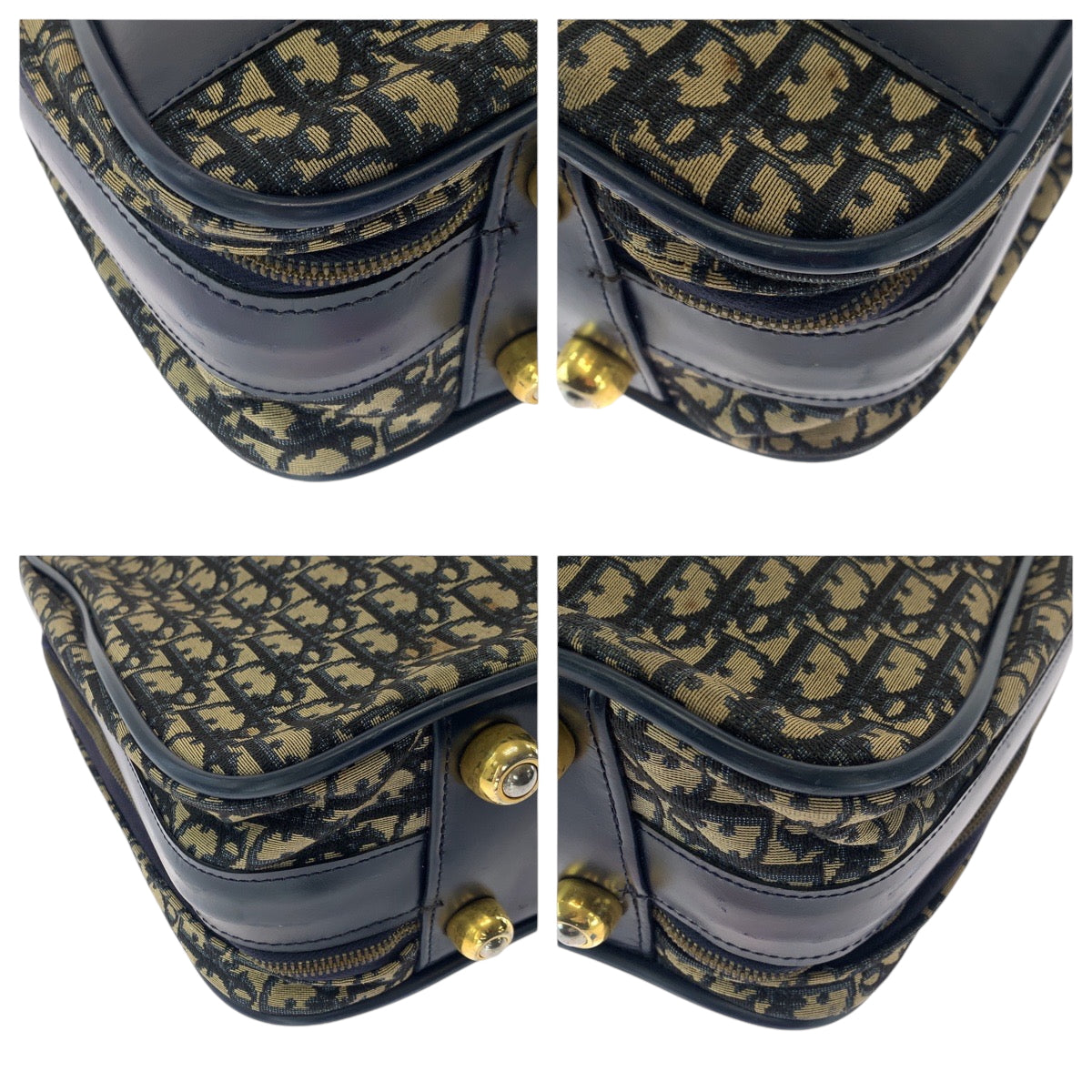 16911
Dior ディオール ヴィンテージ トロッター CDロゴ 男女兼用 ネイビー ベージュ ゴールド金具 キャンバス スーツケース ハンドバッグ  メンズ AB48