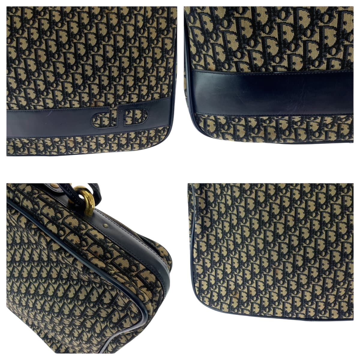 16911
Dior ディオール ヴィンテージ トロッター CDロゴ 男女兼用 ネイビー ベージュ ゴールド金具 キャンバス スーツケース ハンドバッグ  メンズ AB48