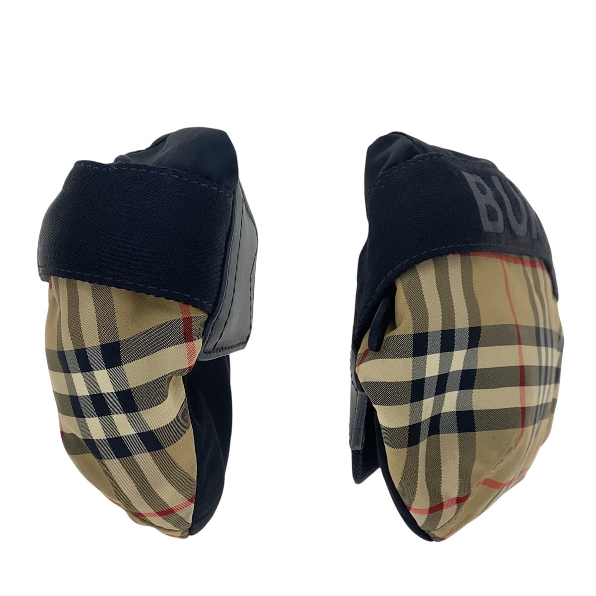 16912
BURBERRY バーバリー チェック柄 ベージュ ブラック ナイロン ボディバッグ バムバッグ 男女兼用  レディース ABP48