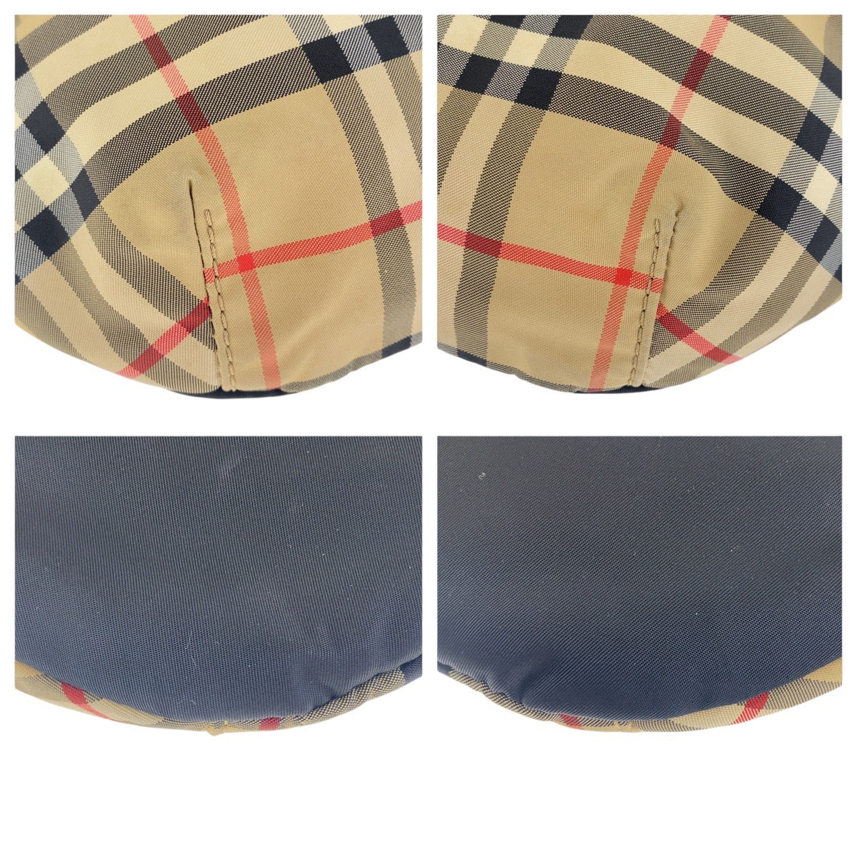 16912
BURBERRY バーバリー チェック柄 ベージュ ブラック ナイロン ボディバッグ バムバッグ 男女兼用  レディース ABP48