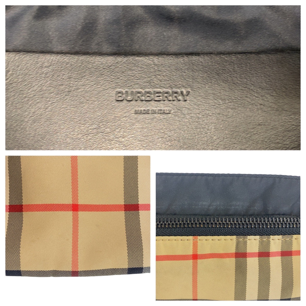 16912
BURBERRY バーバリー チェック柄 ベージュ ブラック ナイロン ボディバッグ バムバッグ 男女兼用  レディース ABP48
