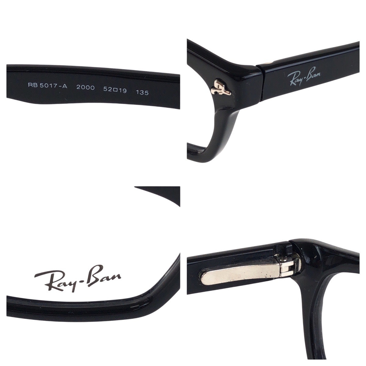 16928
Ray-Ban レイバン ブラック 黒 シルバー金具 プラスチック RB5017-A 2000 52□19 135 メガネ デモレンズ  メンズ ABP6