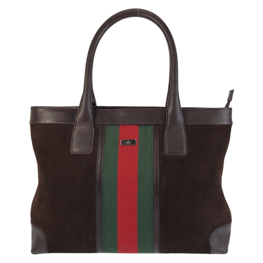 16944
GUCCI グッチ シェリーライン ブラウン スウェード / レザー 33890 トートバッグ ショルダーバッグ  レディース