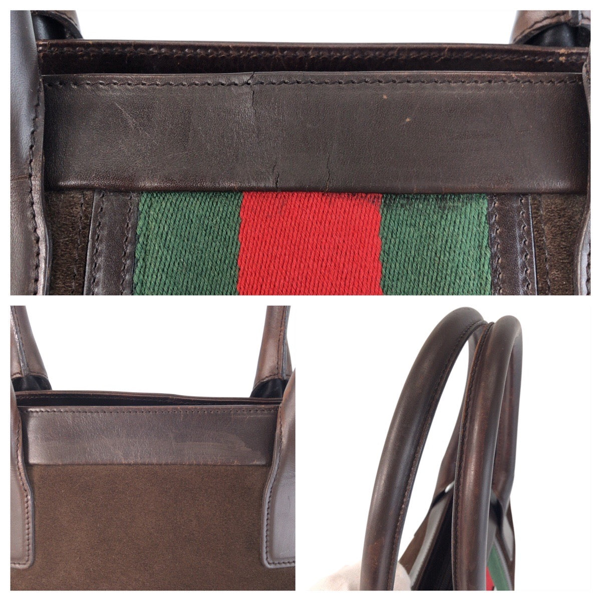 16944
GUCCI グッチ シェリーライン ブラウン スウェード / レザー 33890 トートバッグ ショルダーバッグ  レディース