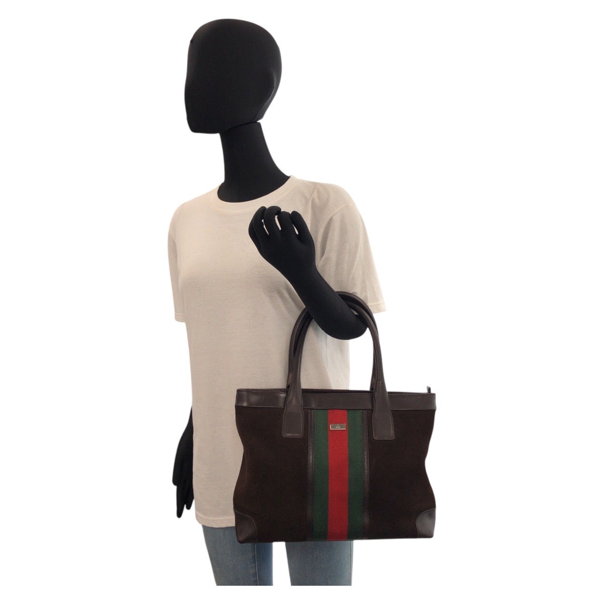 16944
GUCCI グッチ シェリーライン ブラウン スウェード / レザー 33890 トートバッグ ショルダーバッグ  レディース