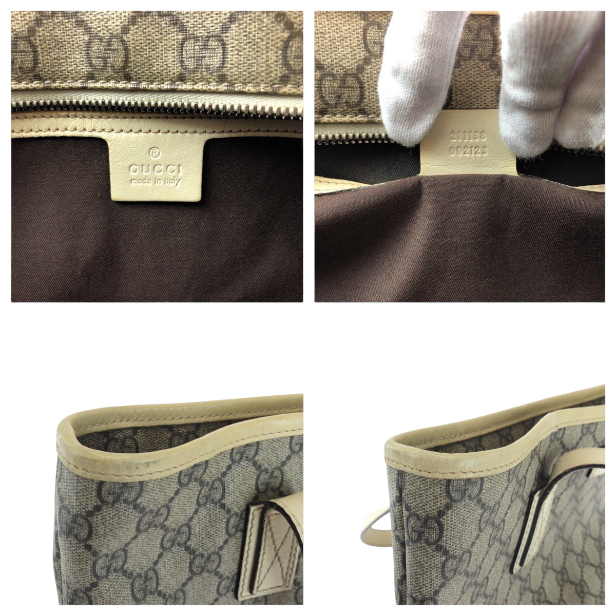 16950
GUCCI グッチ ベージュ アイボリー シルバー金具 GGスプリームキャンバス 211138 トートバッグ ショルダーバッグ  レディース AB26