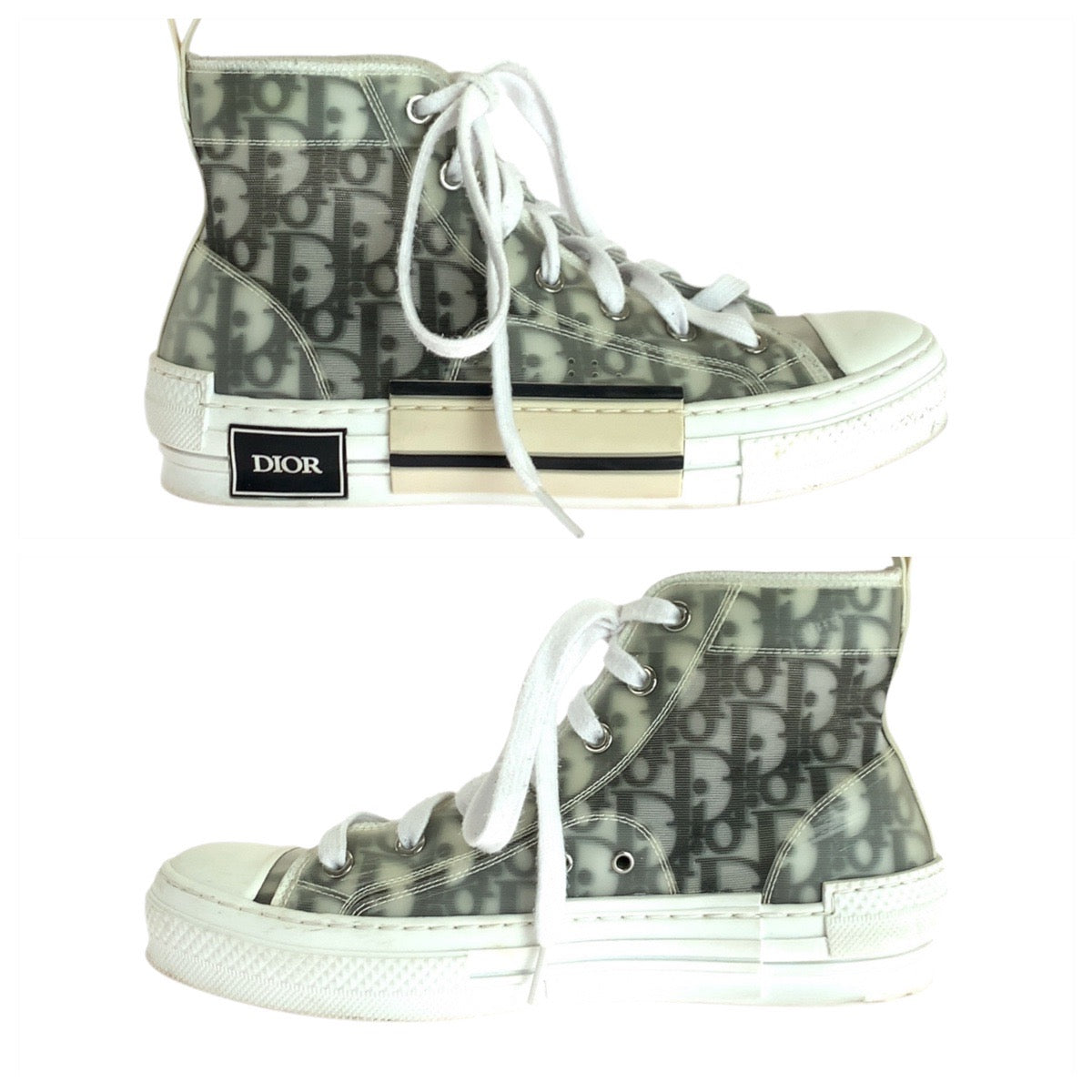 16951
Dior ディオール オブリーク ホワイト 白 ブラック ファブリック / ラバー スニーカー ハイカットスニーカー レディース ABP38