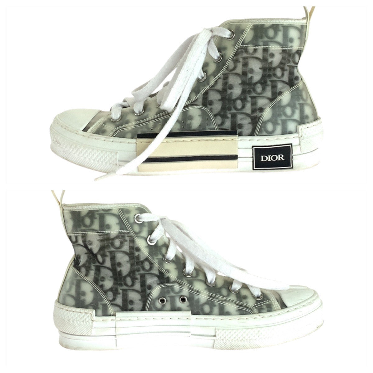 16951
Dior ディオール オブリーク ホワイト 白 ブラック ファブリック / ラバー スニーカー ハイカットスニーカー レディース ABP38