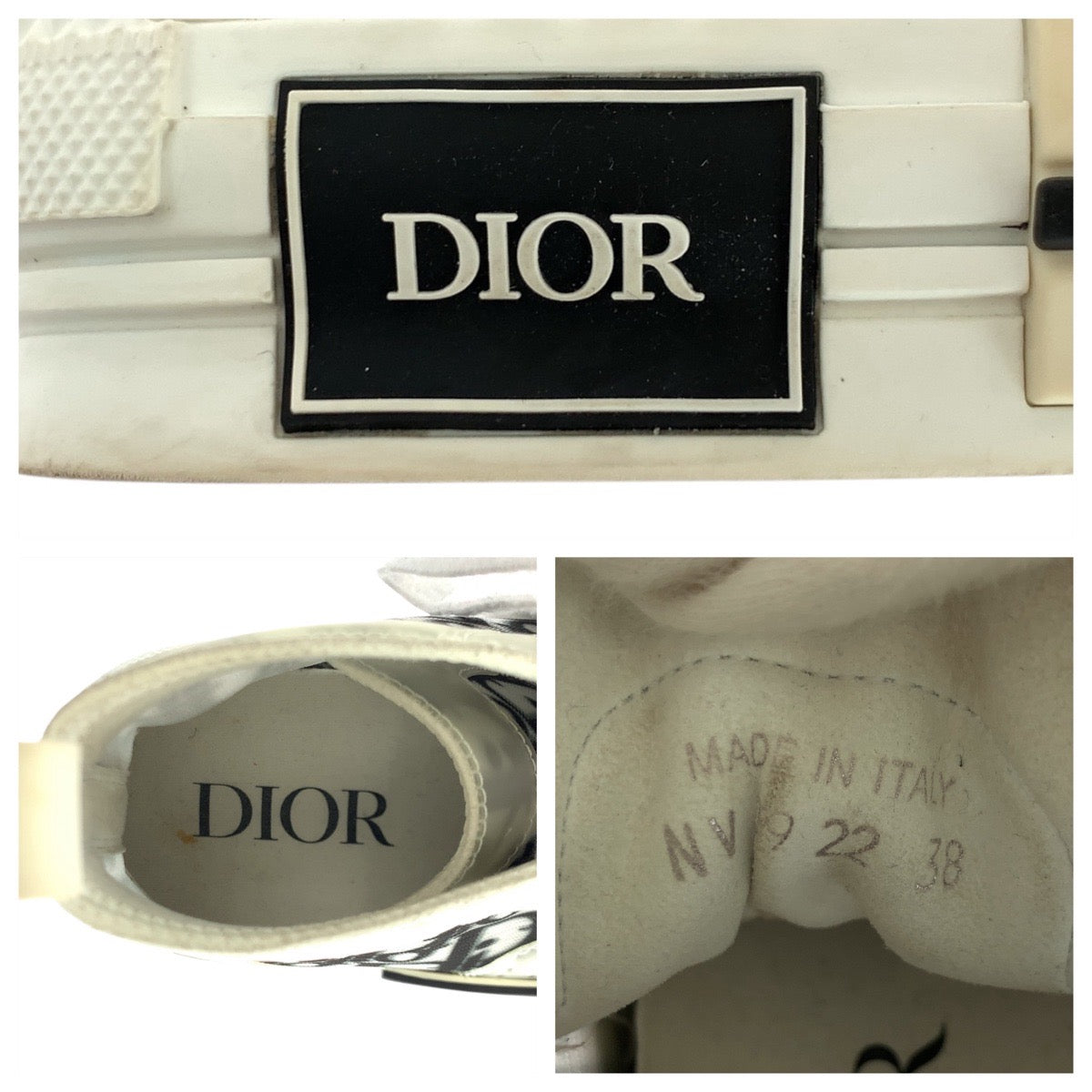 16951
Dior ディオール オブリーク ホワイト 白 ブラック ファブリック / ラバー スニーカー ハイカットスニーカー レディース ABP38