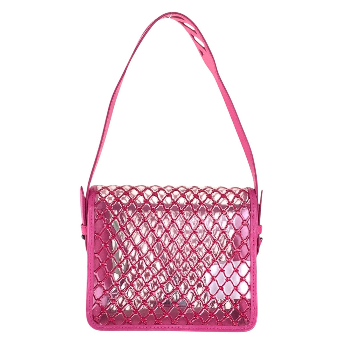 16954
OFF-WHITE オフホワイト ピンク ブラックメタル金具 ビニール / レザー ショルダーバッグ ハンドバッグ ２WAY  レディース ABP35