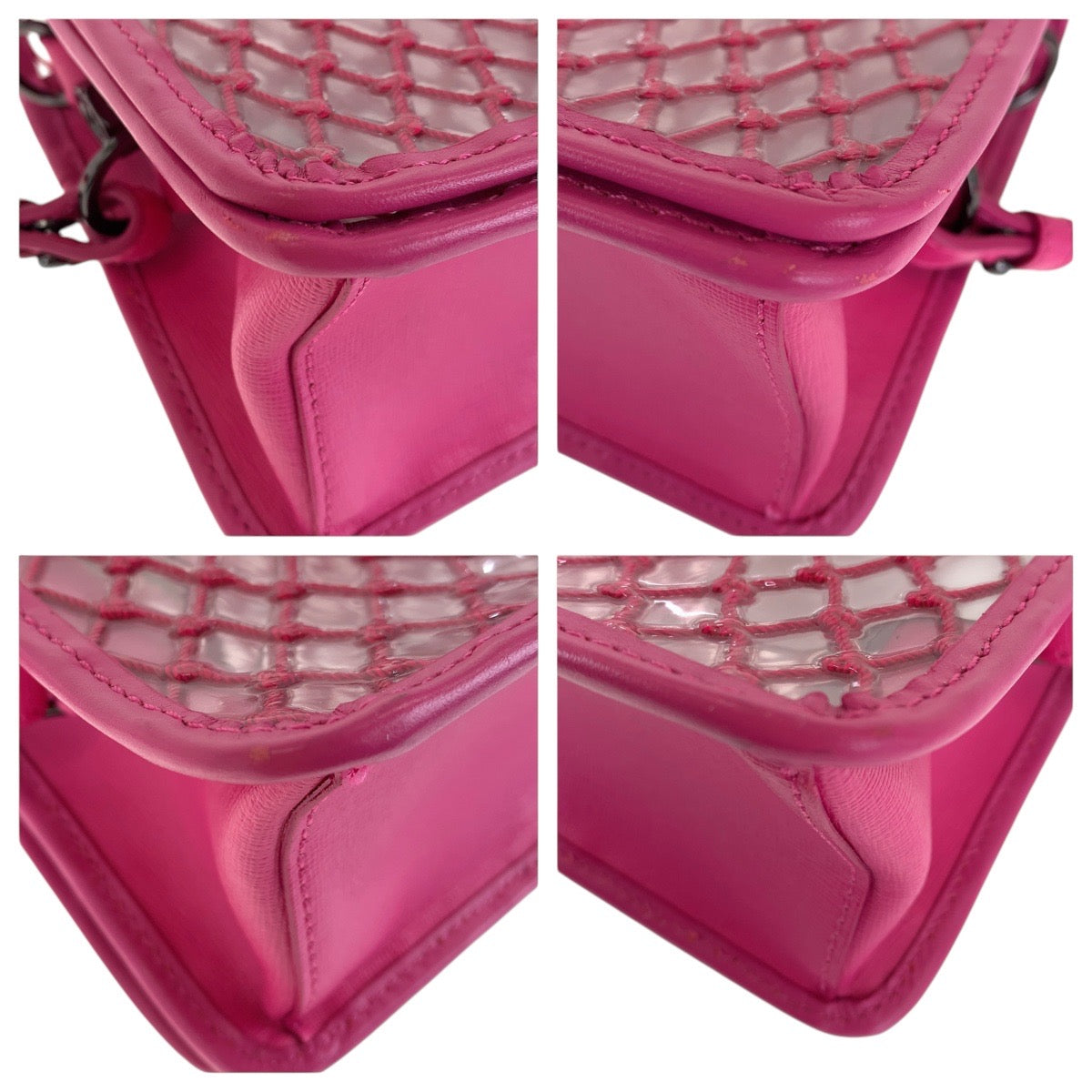 16954
OFF-WHITE オフホワイト ピンク ブラックメタル金具 ビニール / レザー ショルダーバッグ ハンドバッグ ２WAY  レディース ABP35