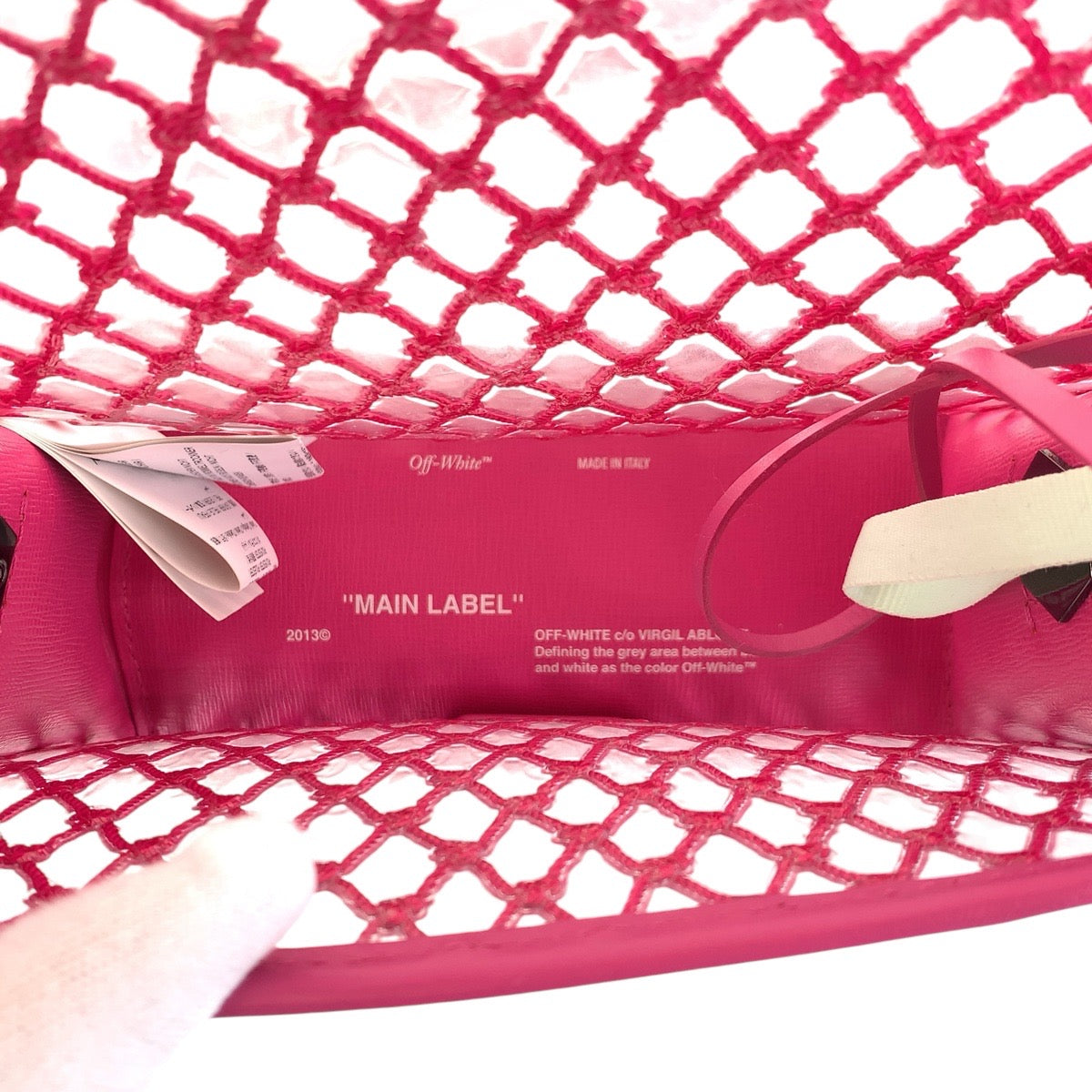 16954
OFF-WHITE オフホワイト ピンク ブラックメタル金具 ビニール / レザー ショルダーバッグ ハンドバッグ ２WAY  レディース ABP35