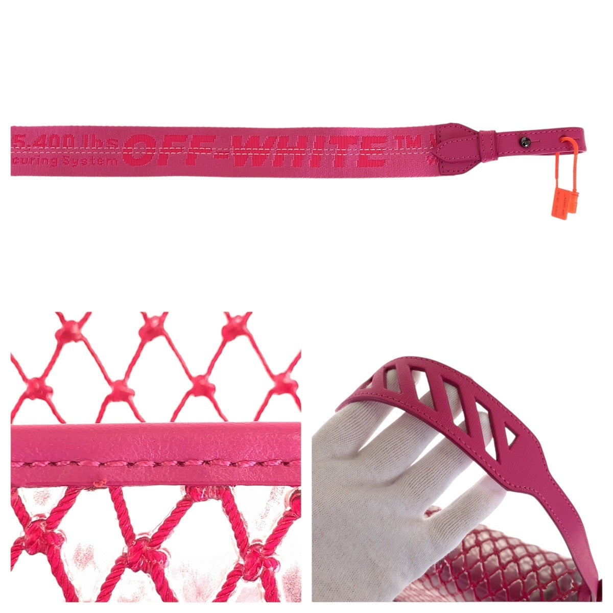 16954
OFF-WHITE オフホワイト ピンク ブラックメタル金具 ビニール / レザー ショルダーバッグ ハンドバッグ ２WAY  レディース ABP35