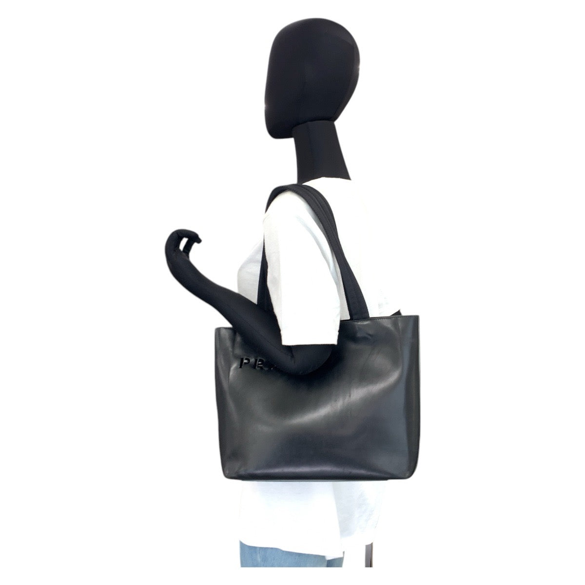 16955
PRADA プラダ ブラック 黒 レザー トートバッグ ショルダーバッグ  レディース AB22