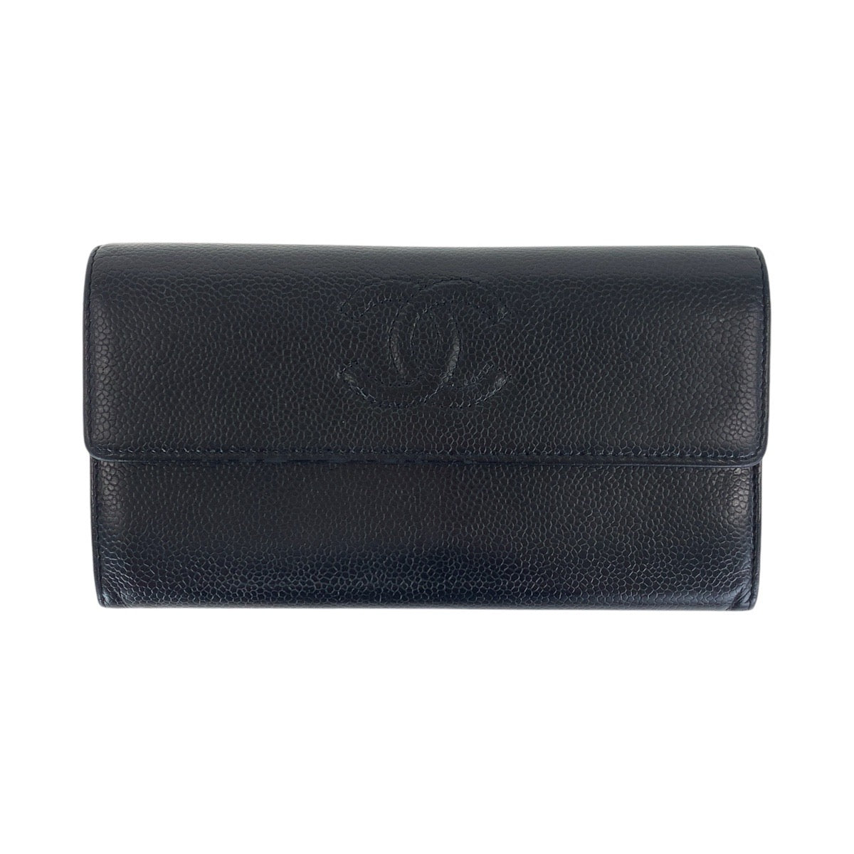 16956
CHANEL シャネル ココマーク ブラック 黒 シルバー金具 キャビアスキン 長財布 ロングウォレット 男女兼用  レディース ABP56