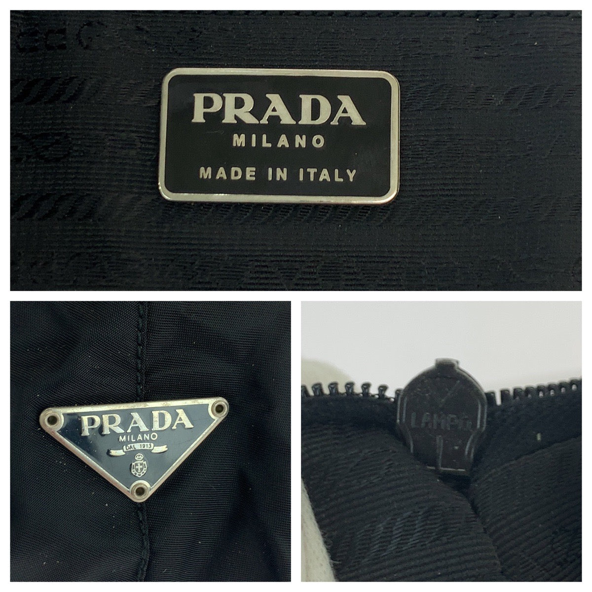 16958
PRADA プラダ テスート 三角ロゴプレート ブラック 黒 シルバー金具 クリア ナイロン ワンショルダーバッグ 肩掛け  レディース A40