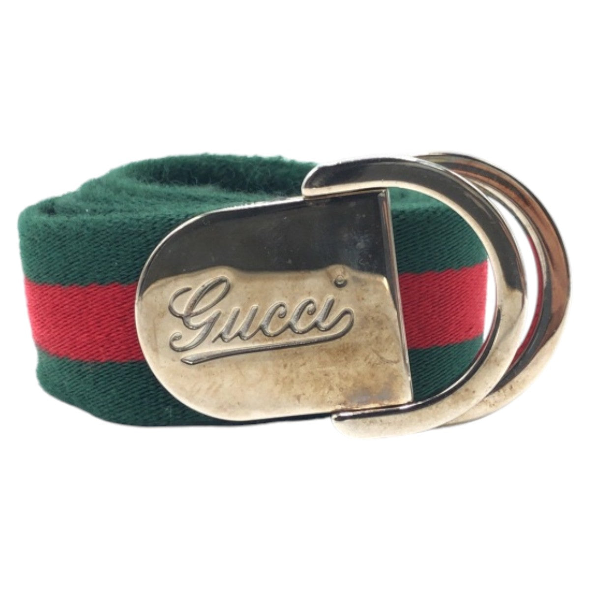 16960
GUCCI グッチ シェリーライン グリーン レッド　シルバー コットン 189812 35 34 ベルト 男女兼用  メンズ ABP32